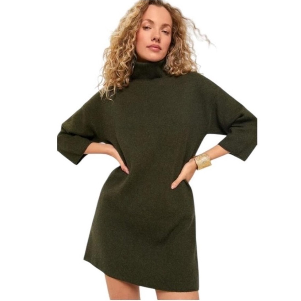 Pomander Place Vivianne Moss Green Sweater Dress Turtleneck Knit Size Small